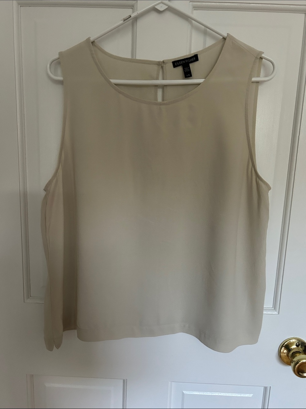 Eileen Fisher 100% Silk Sleeveless Shell Tank Top Beige Size L